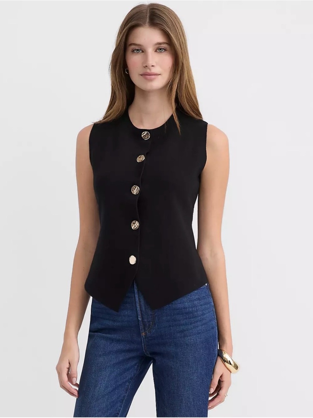 Loft Hammered Metallic Button Sweater
Vest Sz XL Black NWT Sold Out Style
